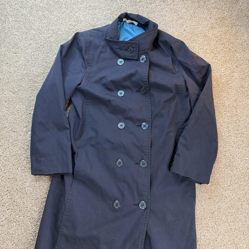 Vintage Misty Harbor Coat Womens 12 Blue Buoy Cloth Rain Twill Lined Mid Length